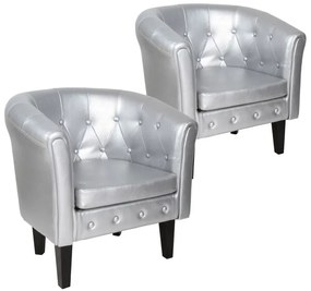 MIADOMODO Sada kresiel Chesterfield, 58x71x70 cm, strieborná