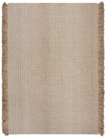 Béžový ručne tkaný koberec s prímesou vlny 120x170 cm Rene Fringed Ribbed – Flair Rugs