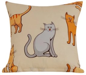 Obliečka na vankúš z mikrovlákna COLORED CATS 45x45 cm, krémová