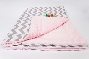 Ankras Kvalitná obojstranná detská deka Minky 75/100 cik/cak sivo-ružová