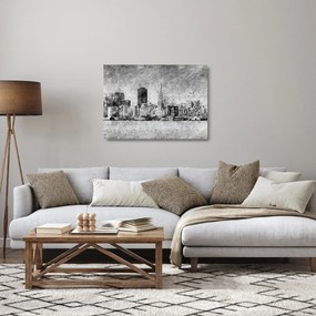 Sklenený obraz - Coffee art city (70x50 cm)