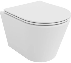 Mexen Rico Rimless závesné wc + slim pomaly padajúce sedátko z duroplastu, biala matná, 30724001