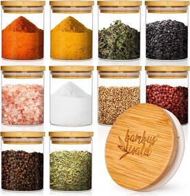 Klarstein Okrúhle poháre, bambusový vrchnák, súprava 10 kusov, každý 150 ml, vzduchotesné