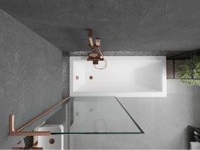 Mexen Next L, 1-krídlová vaňová zástena 80 x 150 cm, 6mm číre sklo-čierny vzor, medený profil, 895-080-000-03-70-65