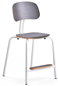 Školská stolička YNGVE, so 4 nohami, biela, antracit, V 520 mm
