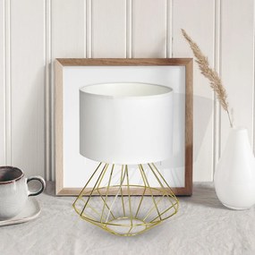 Stolná lampa Lupo, 1x biele textilné tienidlo, g