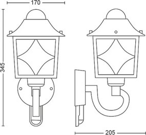 Philips 1747842PN - Vonkajšie nástenné svietidlo so senzorom 1xE27/60W/230V IP44