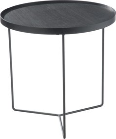 Drevený guľatý odkladací stolík s kovovou konštrukciou - Ø 50,5, v: 50 cm