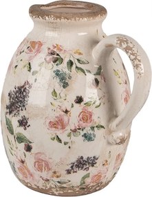 Béžový keramický dekoratívny džbán s ružami Rosina M - 17*13*18 cm