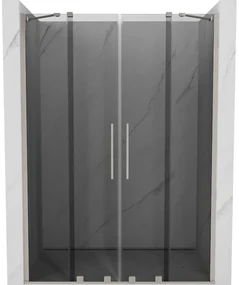 Mexen Velar Duo, posuvné sprchové dvere do otvoru 150 cm, 8mm šedé sklo, brúsená oceľ, 871-150-000-42-97
