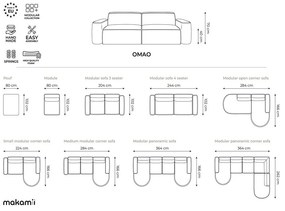 Zelená ženilková rohová pohovka (do tvaru "U") Omao – Makamii