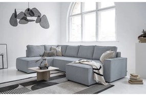 Svetlosivá menčestrová rozkladacia rohová pohovka (ľavý roh/do tvaru "U") Brave Dave – Miuform