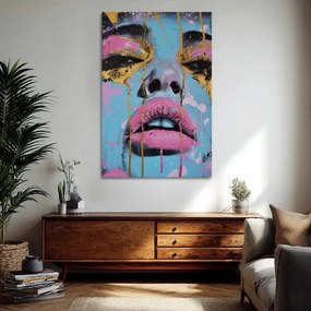 Obraz Neon Lips na plátne | Maľovaná štruktúra