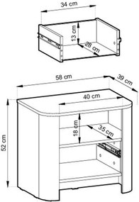 Nočný stolík Sorrenti 58 cm - kašmírová