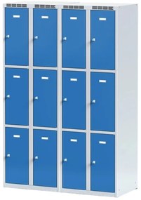 Alfa 3 Šatníková skrinka S6 s úložnými boxami, 6 boxov, 1800 x 600 x 500 mm, otočný zámok, tmavosivé dvere