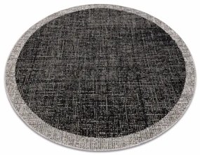 Koberec SIZAL FLOORLUX kruh 20401 Ramka čierny/strieborný