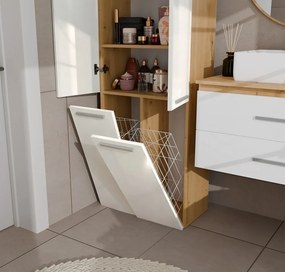 Koupelnová skříňka s 2 koši na prádlo NEL 2K DD bílý lesk/dub Artisan