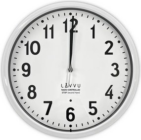 Presné biele rádiovo ovládané nástenné hodiny Lavvu LCR3021, 30cm
