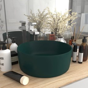 Luxusné umývadlo, okrúhle, matné tmavozelené 40x15 cm, keramika