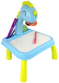 Lean Toys Modrý projektor so stolom Dinosaurus + príslušenstvo