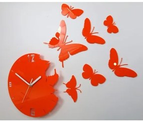 Sammer Štýlová nástenná hodina v oranžovej farbe ButterflyOrange