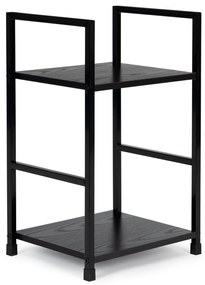 Moderná drevená knižnica, nočný stolík s 2 policami, LOFT black