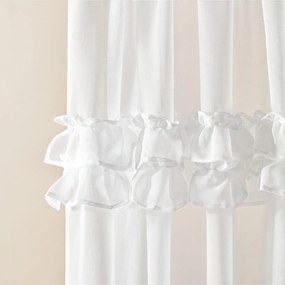 Biela záclona FRILLA s volánmi na stieborné priechodky 350 x 250 cm