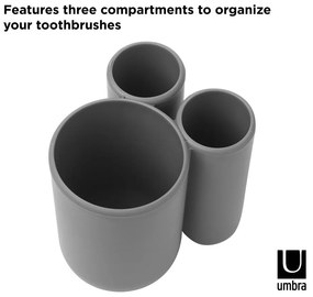 Sivý plastový téglik na zubné kefky Touch – Umbra