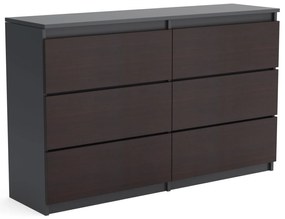 Veľká komoda 6 zásuviek ARIE šírka 120cm Antracit/Wenge