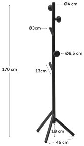 Čierny vešiak z bukového dreva 46x170 cm Nadue – Kave Home