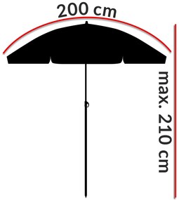 InternetovaZahrada Slnečník Crete Ø200 cm - červený