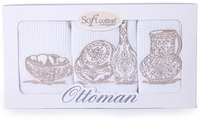 Soft Cotton Bavlnené kuchynské utierky OTTOMAN Biela / strieborná výšivka