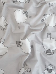 Bavlnená obliečka na vankúšik Renforcé 40 × 40 cm – Ovečky Morning Yoga sivá