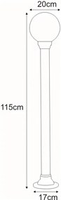 KEJO Vonkajšia stojacia lampa ASTRID, 1xE27, 60W, 1150cm, čierna, IP44