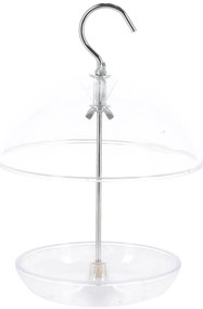 Závesné kŕmidlo pre vtáky Round, 21,5x15,5 cm, plast, transparentná