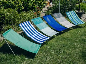 Skladacie plážové ležadlo SAND, modro-biele