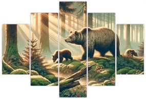 Obraz - Medvede v lese (150x105 cm)