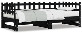 Rozkladacia denná posteľ čierna 2x(80x200) cm borovicový masív 840387