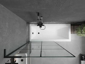 Mexen Next L, 1-krídlová vaňová zástena 100 x 150 cm, 6mm číre sklo-čierny vzor, čierny profil, 895-100-000-03-77-70