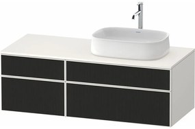DURAVIT Zencha závesná skrinka pod umývadlo na dosku (umývadlo vpravo), 4 zásuvky, 1300 x 550 x 442 mm, čierna líniová štruktúra/biela super matná, ZE4827063840000