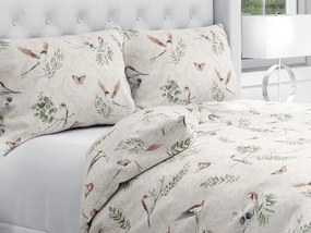 Biante Bavlnené posteľné obliečky Sandra SA-490 Lastovičky s motýlikmi na béžovom ornamente Jednolôžko 140x200 a 70x90 cm