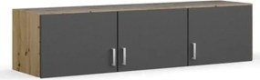 Skriňový nástavec Bremen, 136 cm, dub artisan/tmavo šedý%