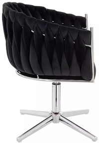 LuxuryForm DESIGN Stolička NORDEN VELUR na striebornom kríži - čierna