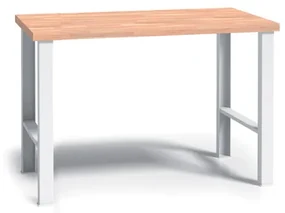 Pracovný stôl do dielne WL, buková škárovka, pevné kovové nohy, 1500 mm