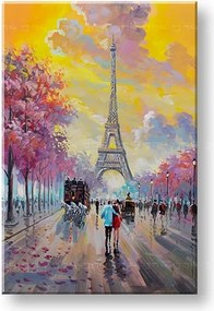 Maľovaný obraz na stenu PRECHÁDZKA V PARÍŽI 60x90 cm