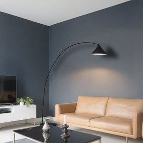 Retro stojaca lampa čierna s bielym interiérom - Triangolo