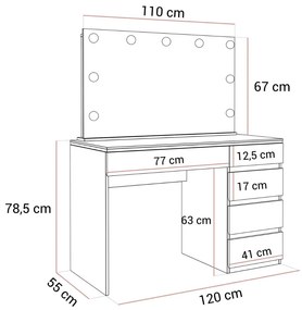 TOALETNÝ STOLÍK NESSIE ELITE 2 KAŠMÍR + ZLATÝ