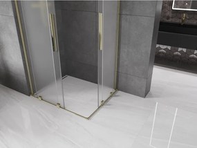 Mexen Velar L Duo, sprchový kút s posuvnými dverami 100 x 90 cm, 8mm sklo námraza, zlatá lesklá, 871-100-090-02-33-50