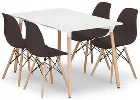 Jedálenský stôl ADRIA biely so štyrmi stoličkami OSAKA kávové