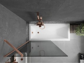 Mexen Next, 1-krídlová vaňová zástena 90 x 150 cm, 6mm šedé sklo, medená matná, 895-090-000-00-40-65